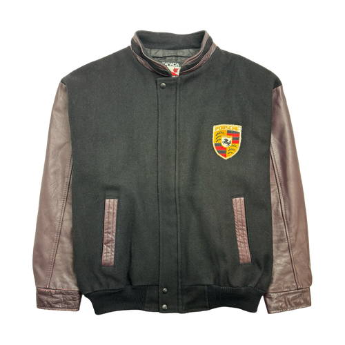 (XXL) Vintage Porsche Varsity Jacket Black | Vintage Clothing Store Canada