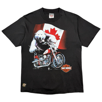Vintage Harley Davidson Canadian Polar Bear Bike Tee Black