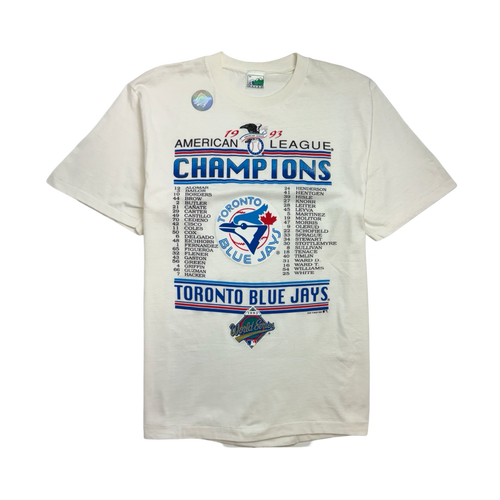 (L) Vintage '93 Championship Toronto Blue Jays Tee White | Vintage Clothing Store Canada