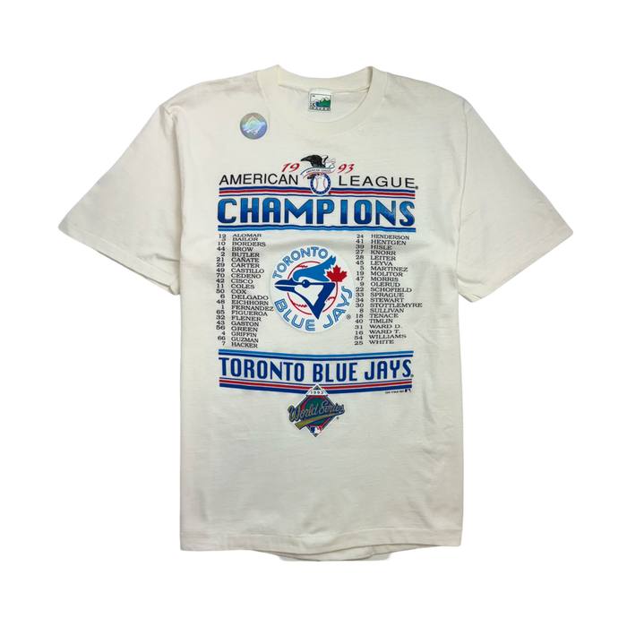 (L) Vintage '93 Championship Toronto Blue Jays Tee White | Vitnage Clothing Store Canada