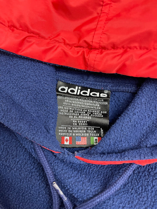 (XL) Vintage 90s Adidas Fleece Hoodie Navy | Vitnage Clothing Store Canada