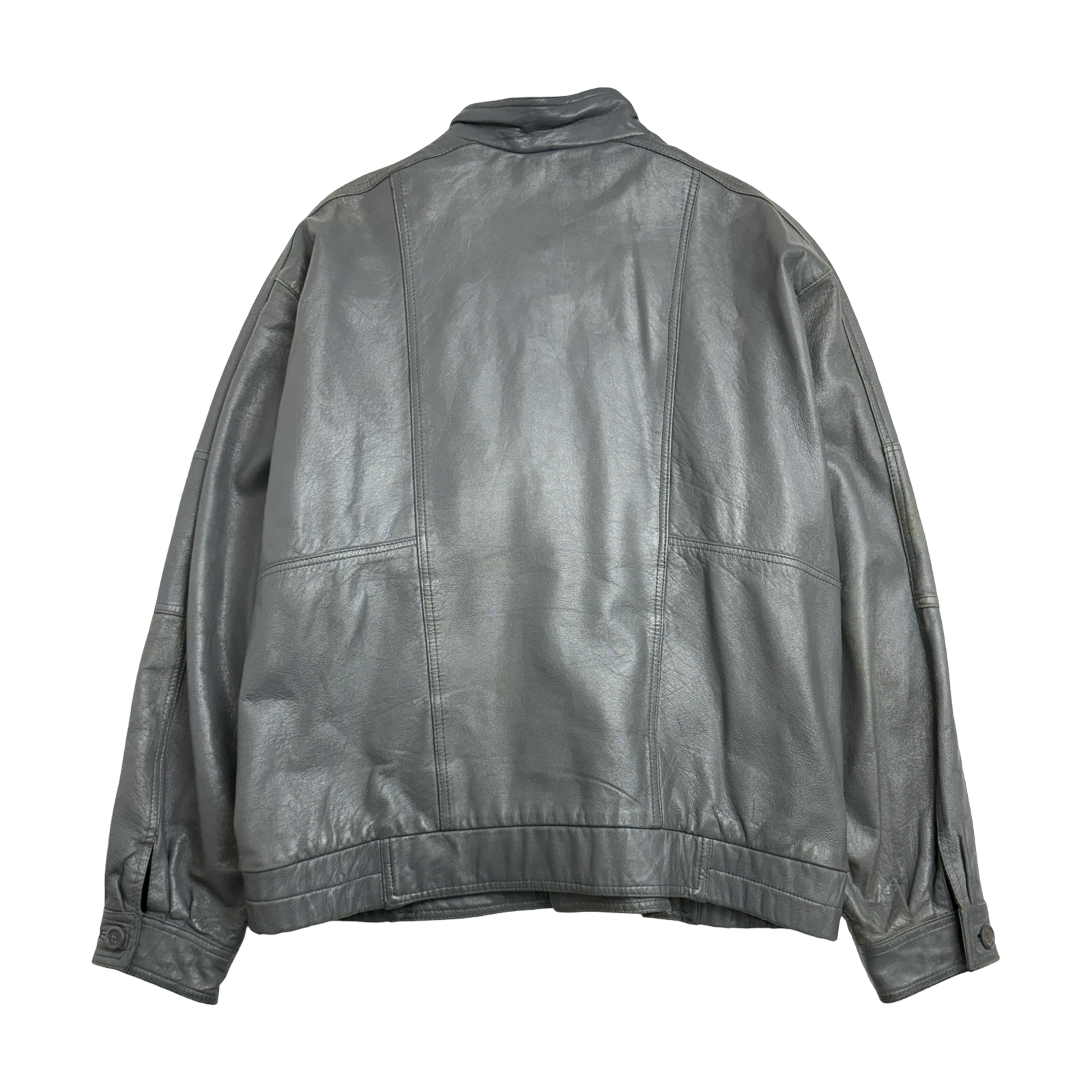 Vintage Men's Yves Saint Laurent Leather Coat Grey