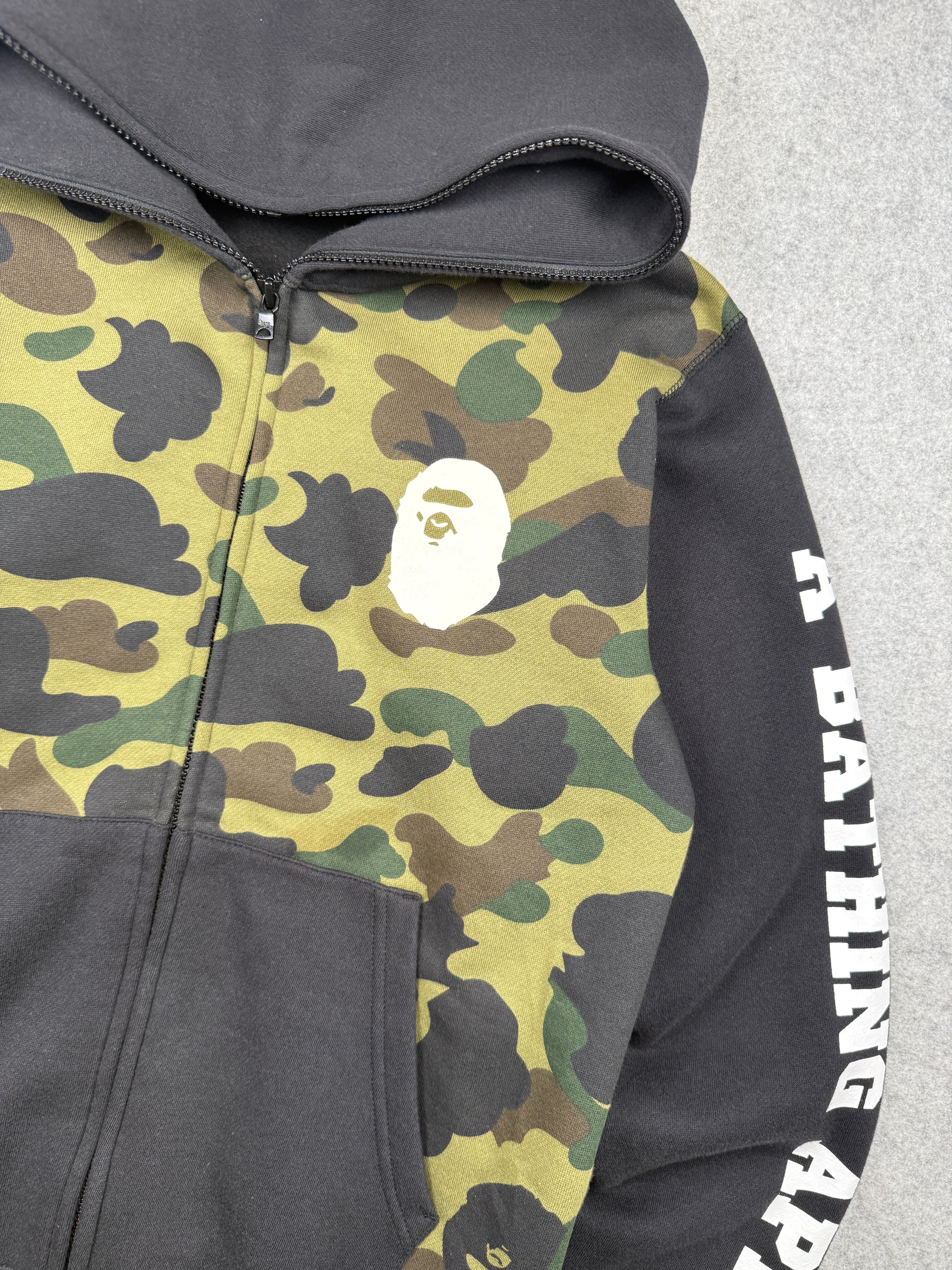 BAPE Happy New Year 1st Camo Zip Up Hoodie Black/Green (USED)