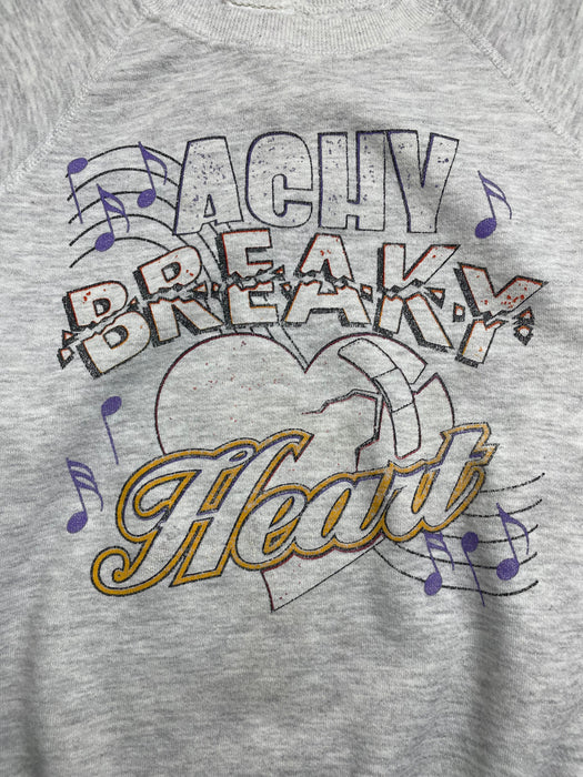 (M) Vintage 90s Achy Breaky Heart Sweatshirt Grey | Vitnage Clothing Store Canada