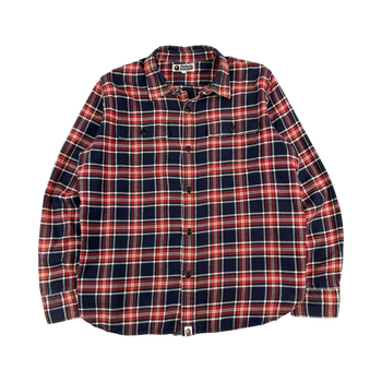 BAPE Shark Flannel Button Up L/S Burgundy (USED)