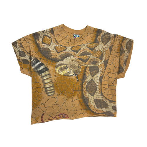 Vintage Snake Print AOP Cropped Tee Sand | Vintage Clothing Store Canada