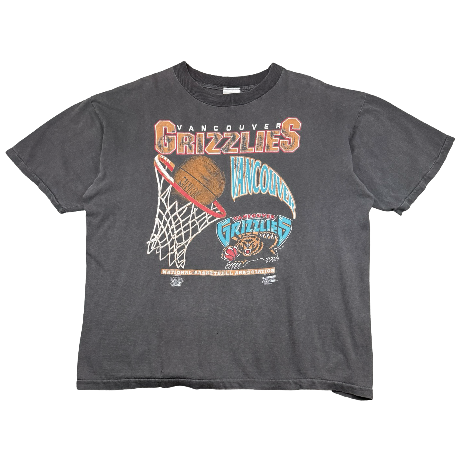 Vintage Vancouver Grizzlies Hoop Faded Tee Black