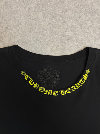 Chrome Hearts Neck Script Logo L/S Tee Black/Yellow