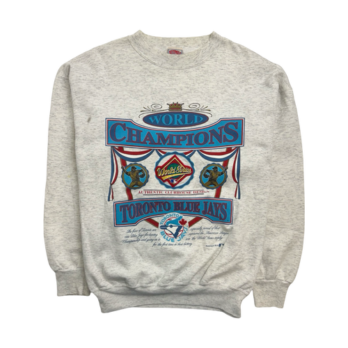 (XL) Vintage Toronto Blue Jays Championship Sweatshirt White | Vintage Clothing Store Canada