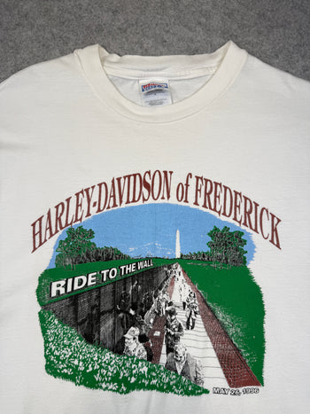 Vintage Harley Davidson Ride To The Wall Tee White