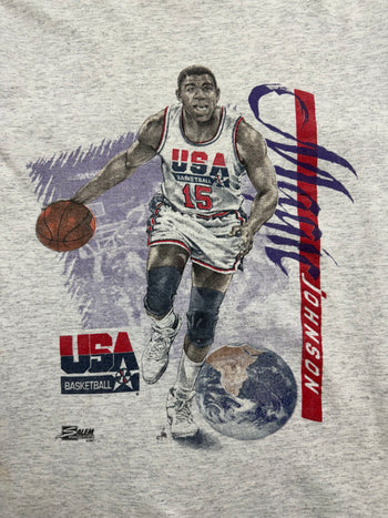 (S) Vintage Team USA Magic Johnson Tee Grey