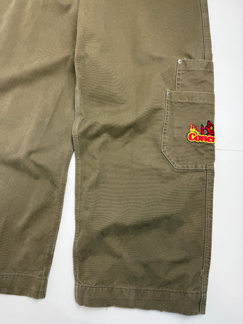 Concrete Side Pocket Embroidered Pants Olive