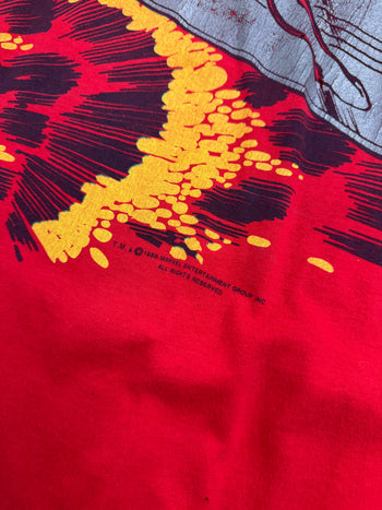 Vintage 1980’s Joe Satriani Surfing The Alien Silver Surfer Tee Red