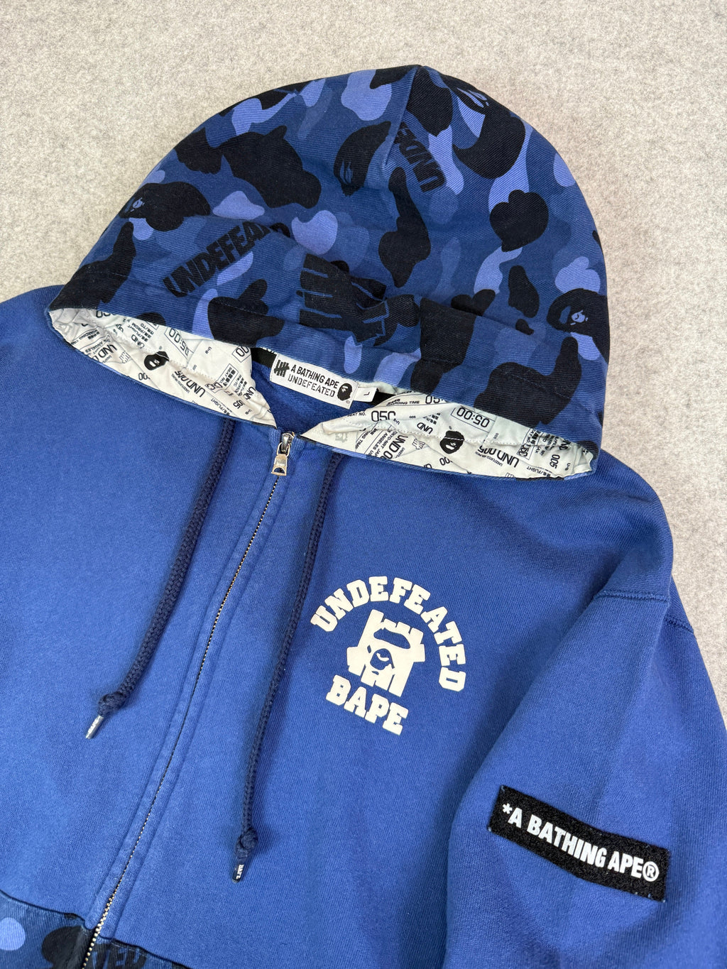 BAPE x Undefeated Camo Relaxed Zip Hoodie Navy (USED)