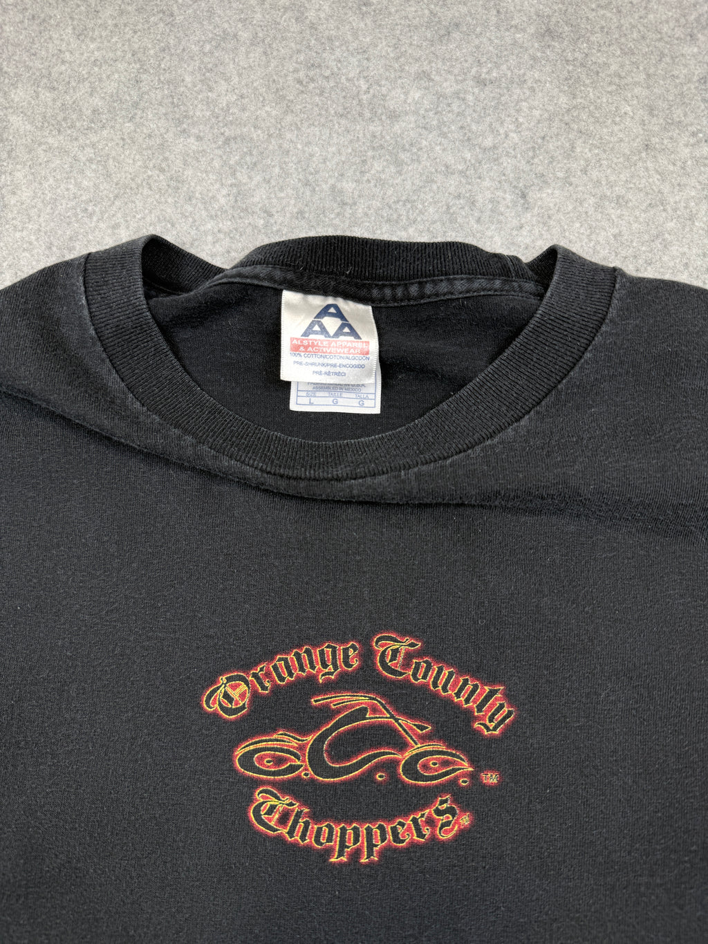 VIntage Orange County Choppers Script Flame Sleeve L/S Tee Black