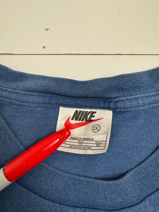 Vintage 90s Nike Mid Swoosh Tee Light Navy | Vitnage Clothing Store Canada