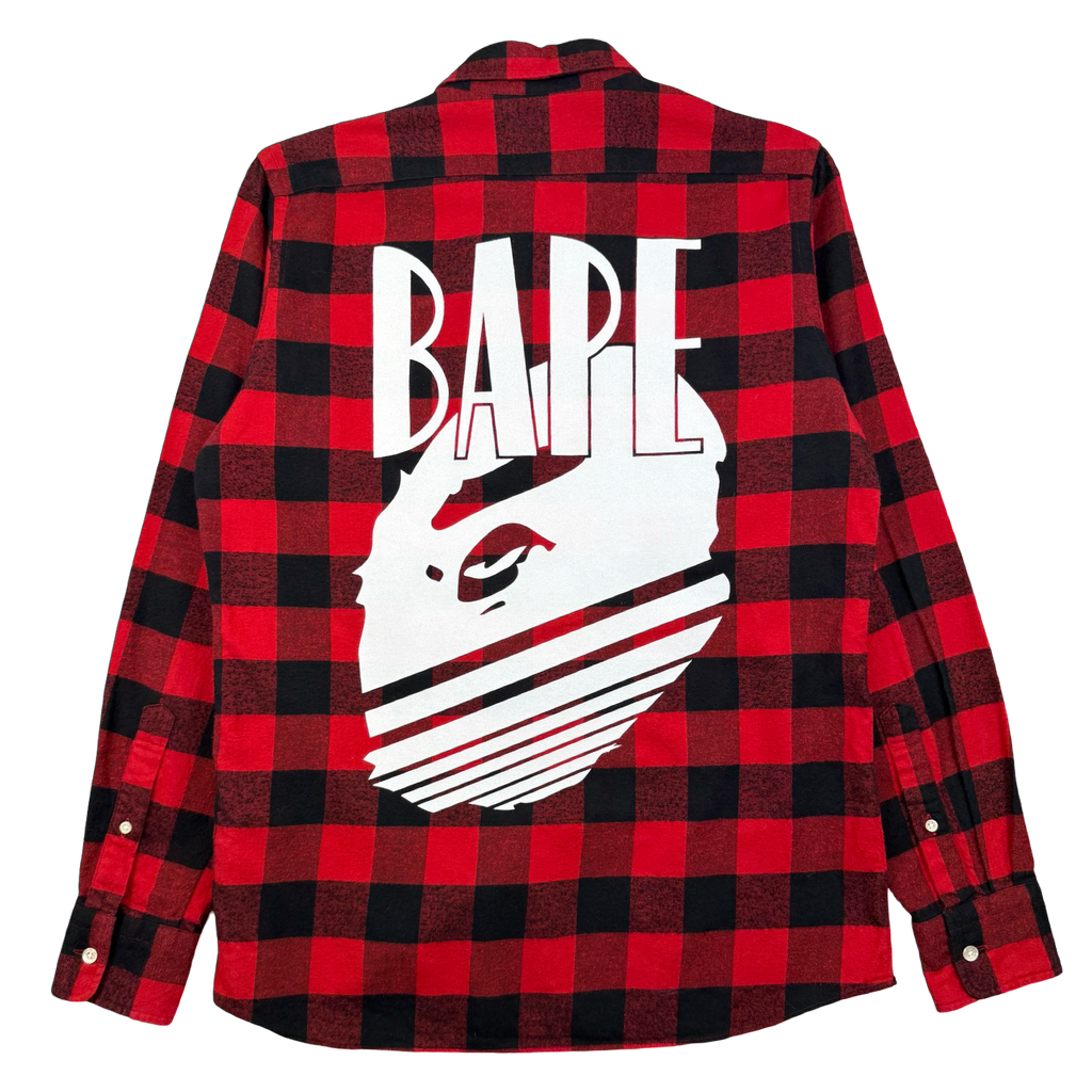 BAPE Ape Head Button Up Flannel Red (USED)