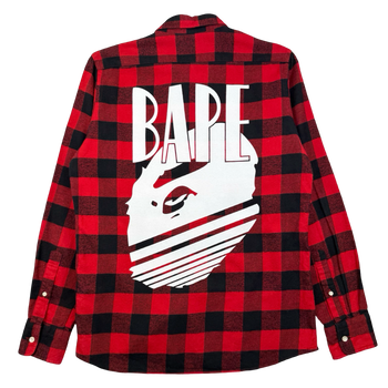 BAPE Ape Head Button Up Flannel Red (USED)