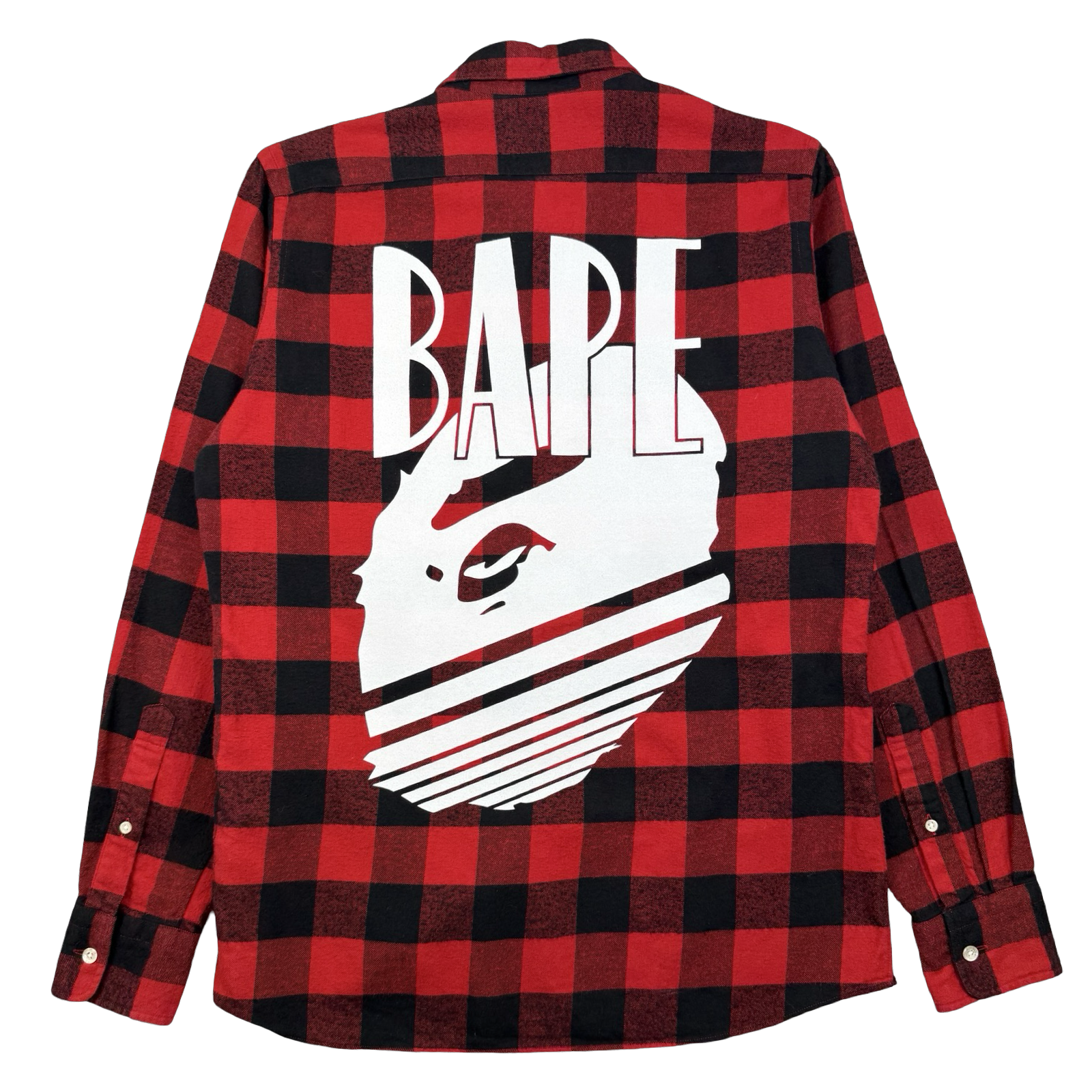 BAPE Ape Head Button Up Flannel Red (USED)