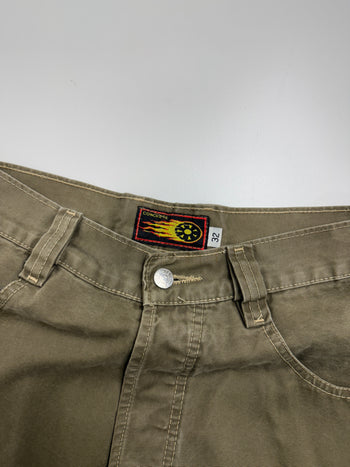 Concrete Side Pocket Embroidered Pants Olive