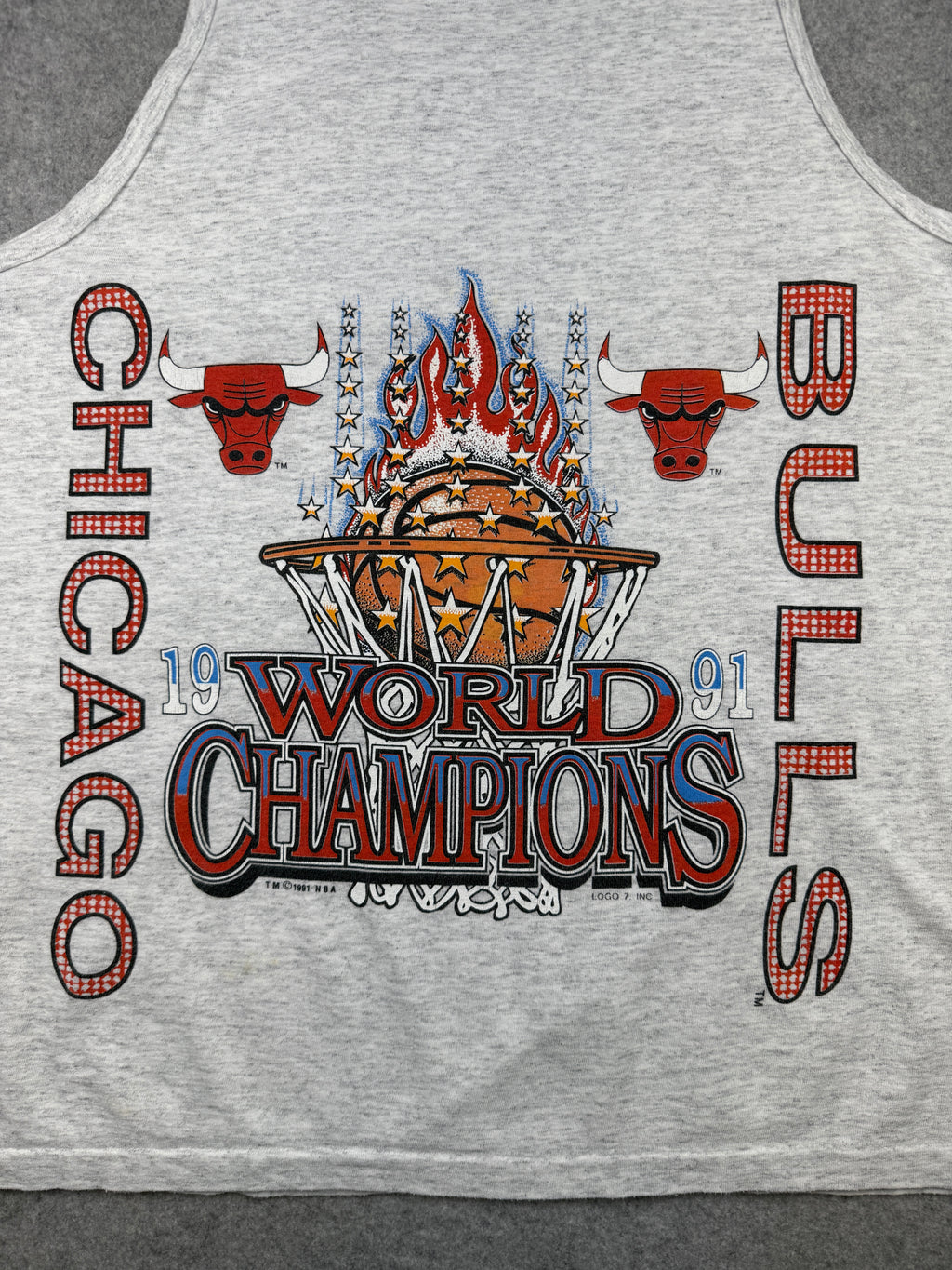 Vintage Chicago Bulls 1991 World Champions Tank Top Grey