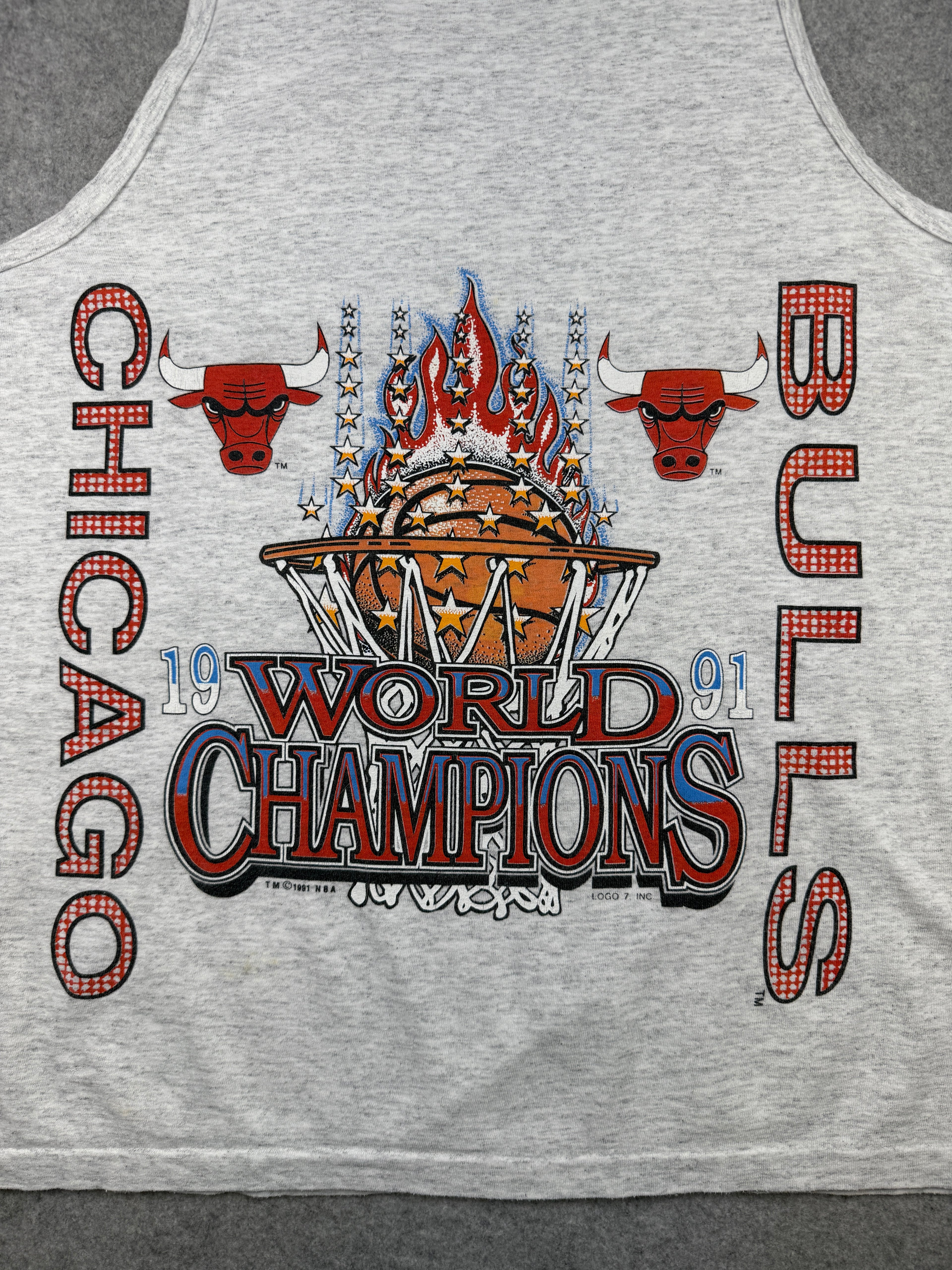 Vintage Chicago Bulls 1991 World Champions Tank Top Grey