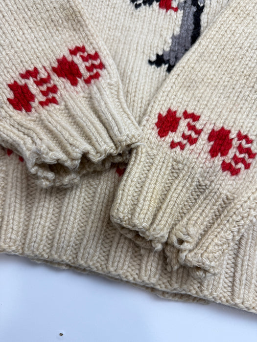 Vintage Cowichan Wolf Knitted Zip up Sweater | Vitnage Clothing Store Canada