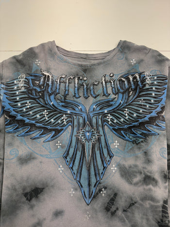 Vintage Y2k Affliction Thermal L/S Tee Charcoal