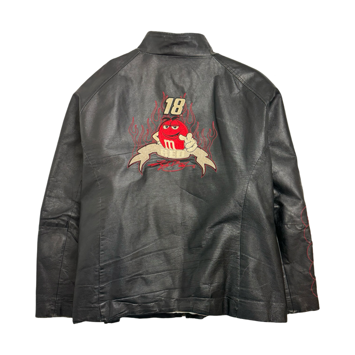 Vintage M&M Toyota Nascar Leather Jacket Black | Vitnage Clothing Store Canada