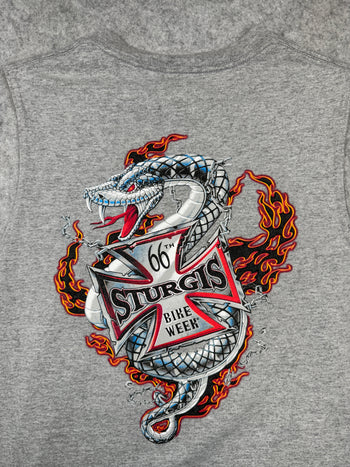 Vintage Sturgis 66th Bike Week Tank Top Tee Grey
