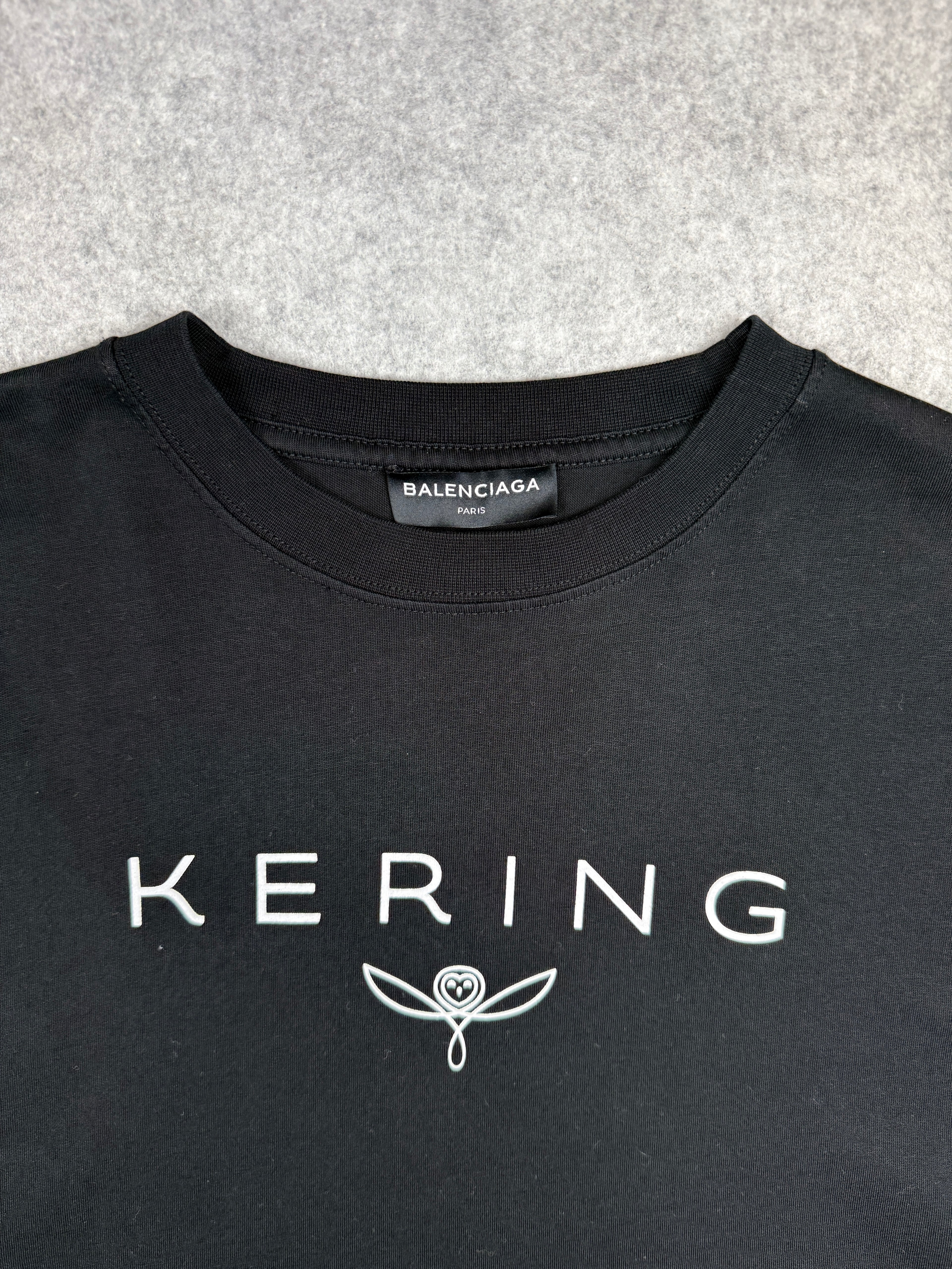 Balenciaga Kering Print Cotton Tee Black