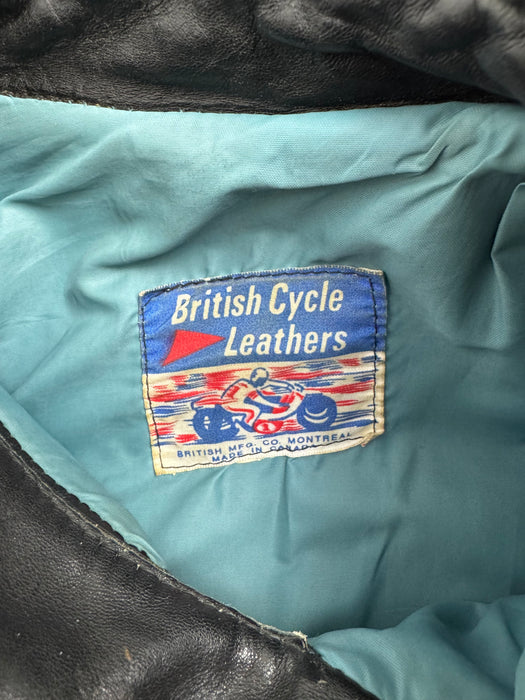 (S) Vintage British Cycle Leather Jacket Black | Vitnage Clothing Store Canada