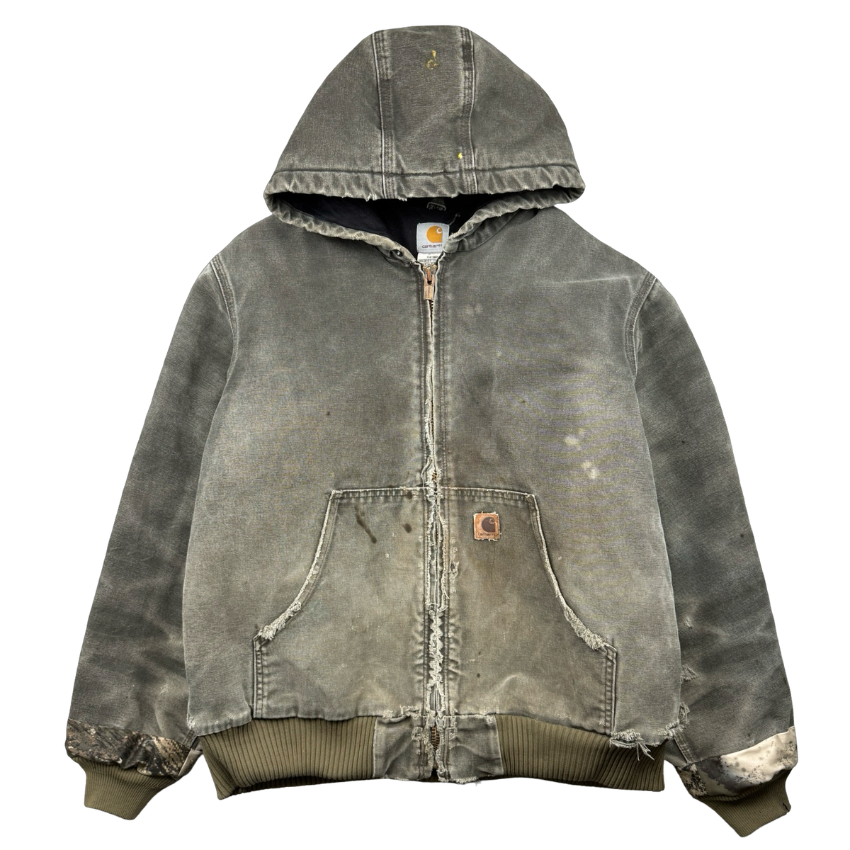 Vintage Carhartt Distressed Active Hooded Jacket Green