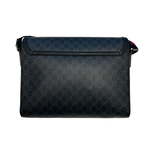 Gucci Night Courier GG Supreme Flap Messenger Bag Black | Vintage Clothing Store Canada