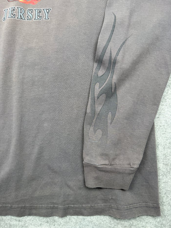 Vintage Harley Davidson New Jersey Flame Dice L/S Tee Faded Grey