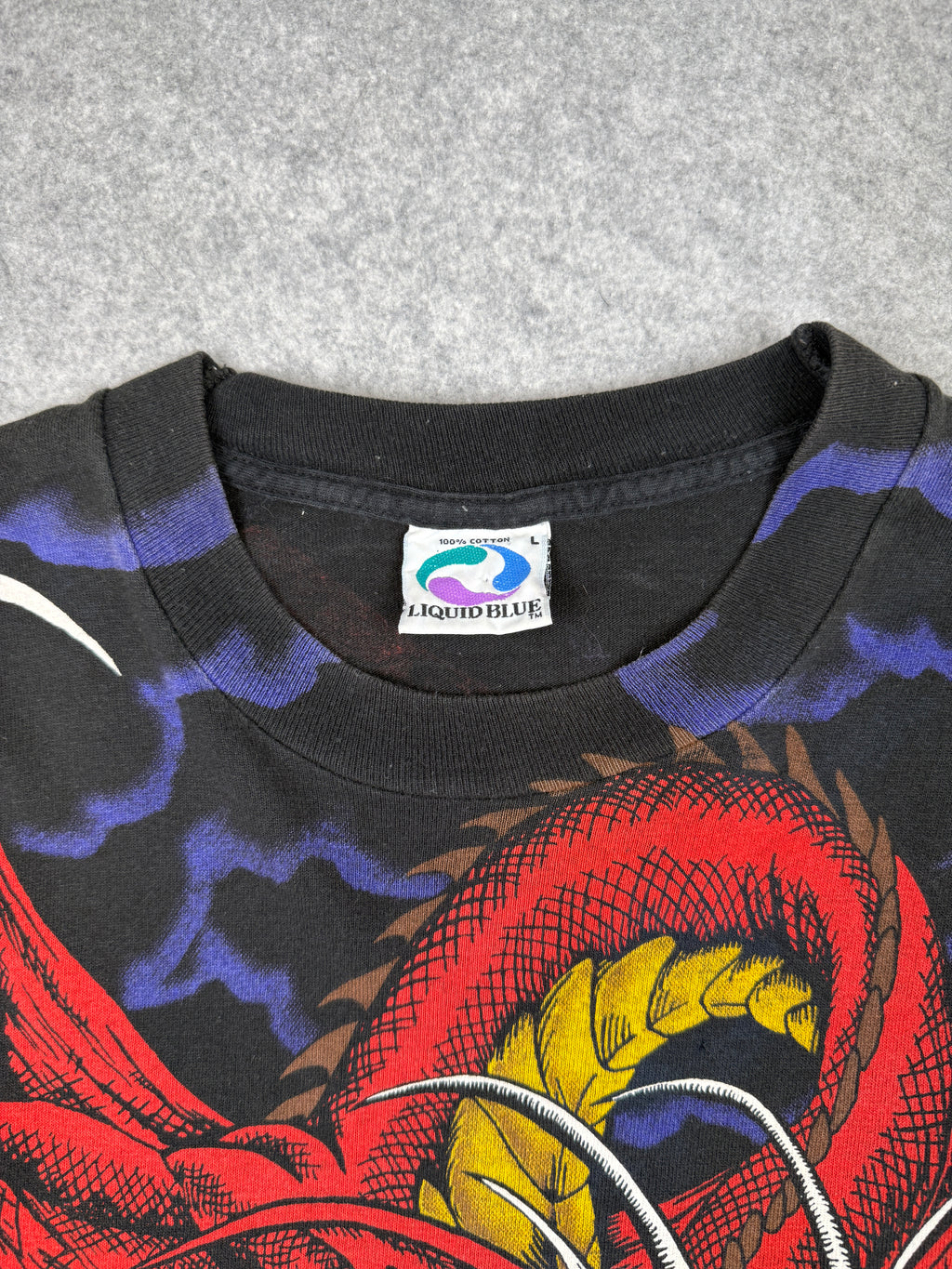 Vintage Liquid Blue Dragon AOP Tee Black