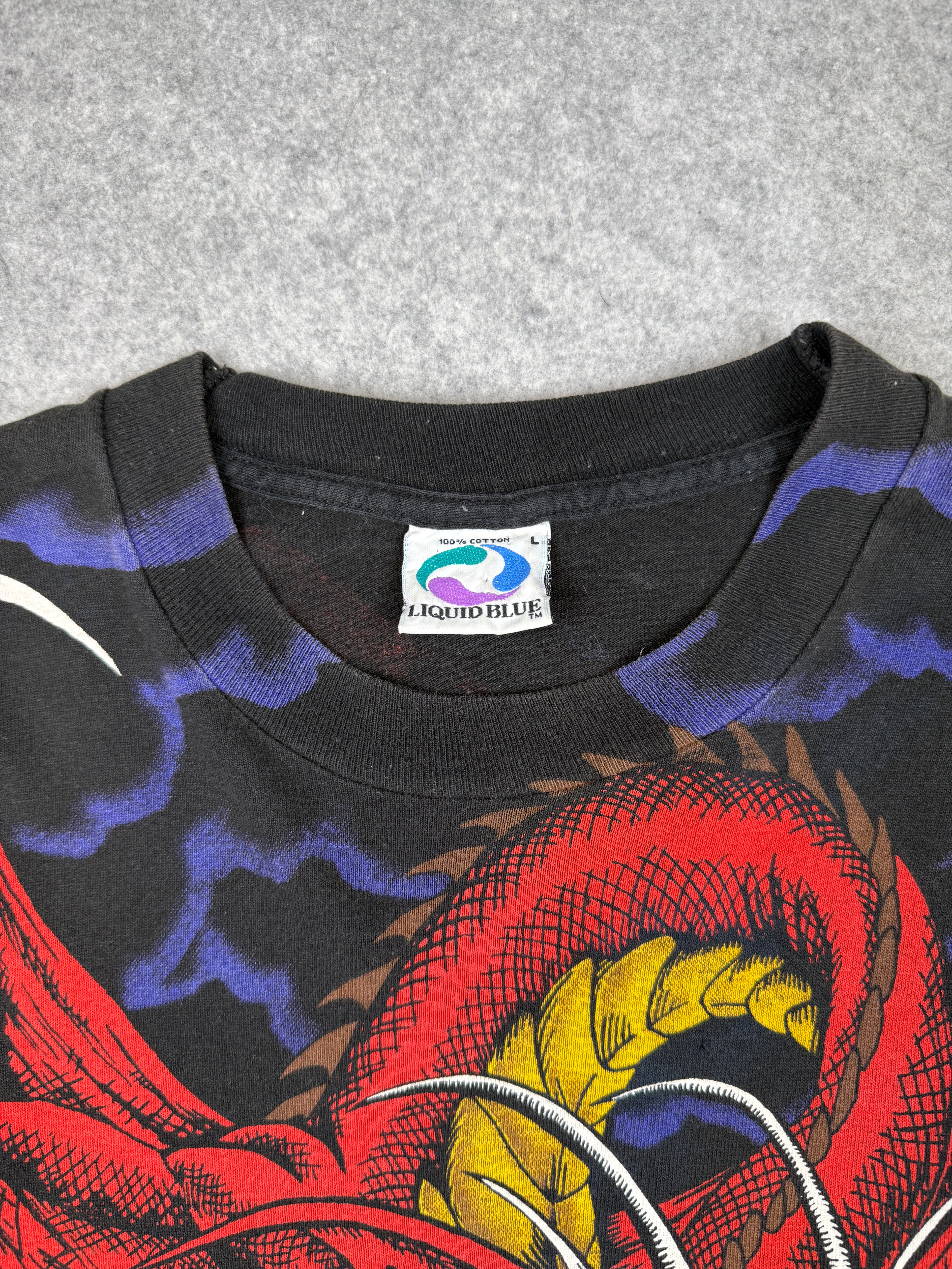 Vintage Liquid Blue Dragon AOP Tee Black