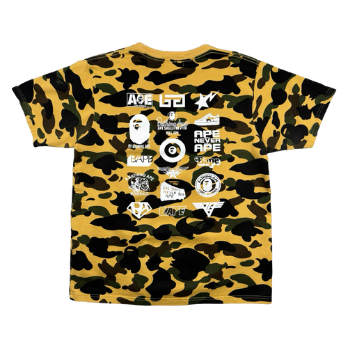 BAPE Multilogo Camo Tee Yellow (USED) | Vintage Clothing Store Canada