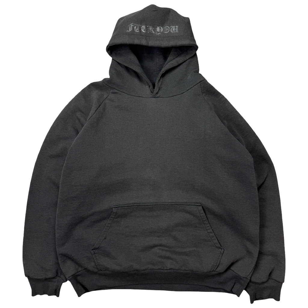 Vintage Faded Chrome Hearts Tonal Black Horseshoe Thermal Hoodie