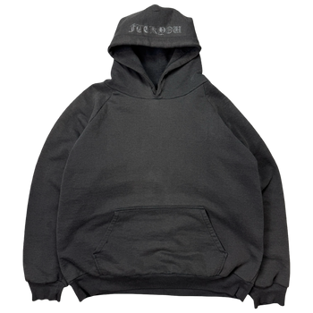 Vintage Faded Chrome Hearts Tonal Black Horseshoe Thermal Hoodie