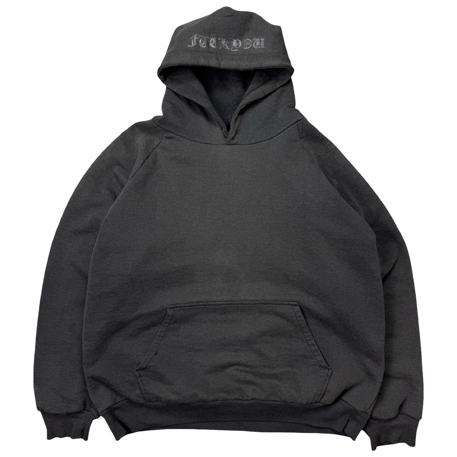 Vintage Faded Chrome Hearts Tonal Black Horseshoe Thermal Hoodie