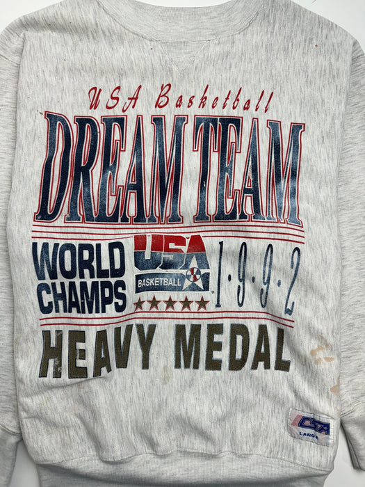 (L) Vintage '92 USA Basketball Dream Team Sweatshirt Grey | Vitnage Clothing Store Canada