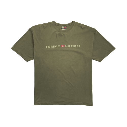 (L) Vintage 2000s Tommy Hilfiger Tee Olive | Vintage Clothing Store Canada