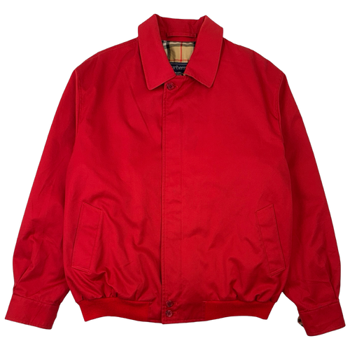Vintage Burberry Check Lining Canvas Bomber Jacket Red | Vintage Clothing Store Canada