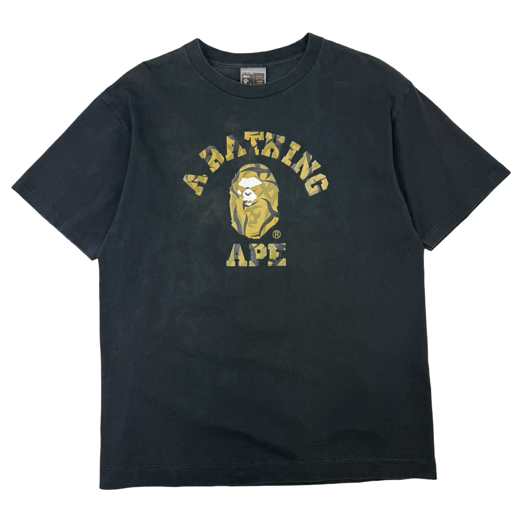 BAPE Camo College Ape Tee Black (USED)