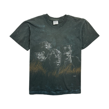 (M) Vintage Nature Big Cats Tee Black