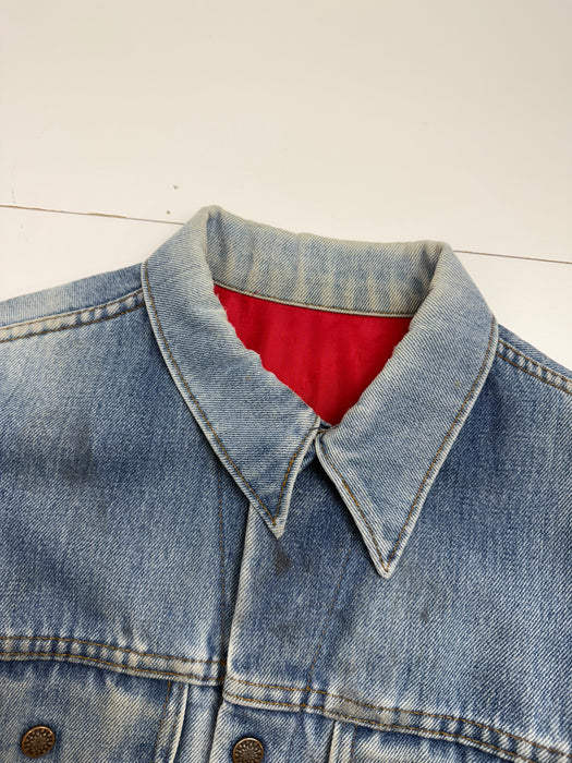Vintage Red Interior Insulated Denim Jacket | Vitnage Clothing Store Canada