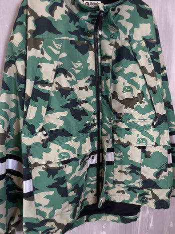 BAPE Woodland Camo Relaxed Fit Safety Jacket Olive Drab (USED)