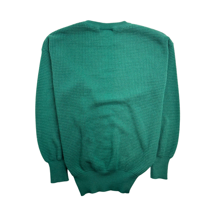 (L) Vintage 90s Express Waffle Knit Sweater Green | Vitnage Clothing Store Canada