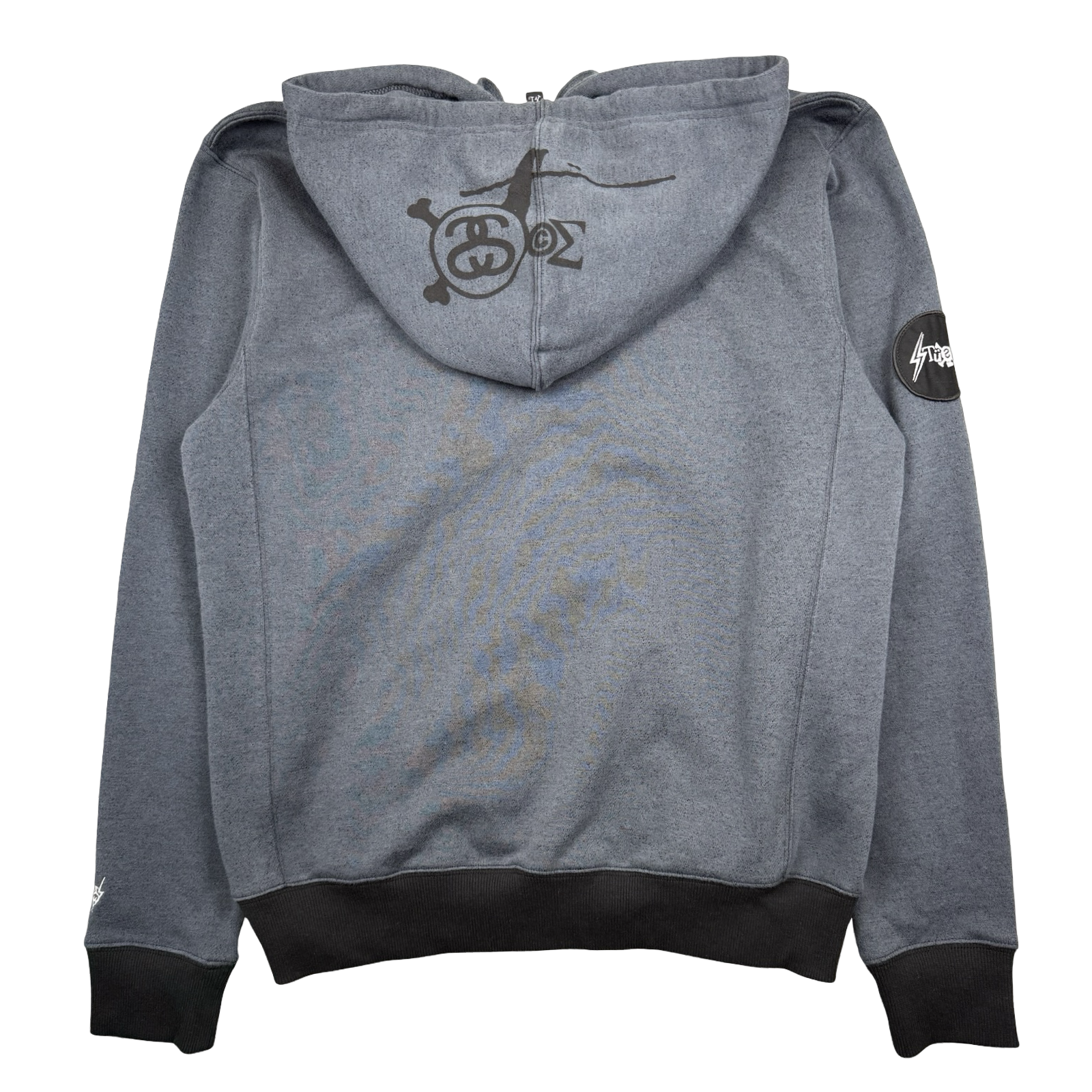 Vintage Stussy Hood Logo Zip Up Hoodie Charcoal